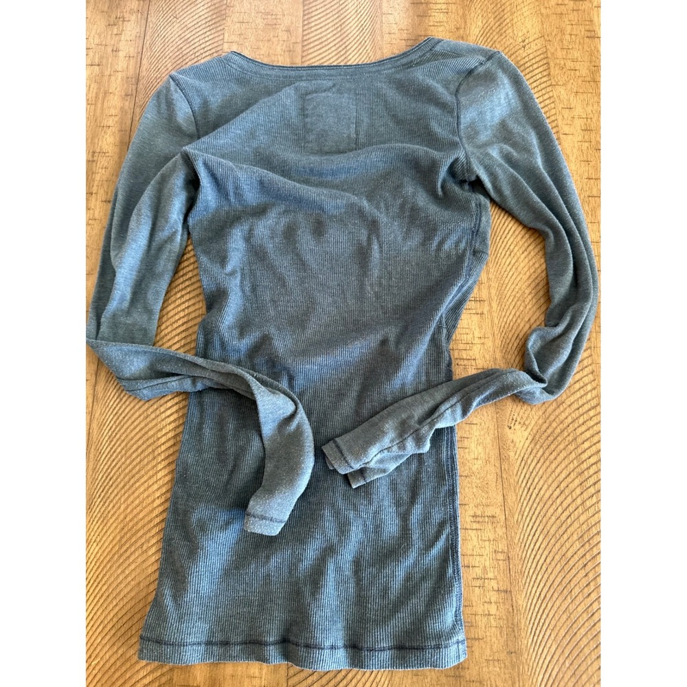 VINTAGE Hollister Co. Blue Ribbed Long Sleeve - Laguna Beach Y2K Aesthetic - Picture 2 of 3